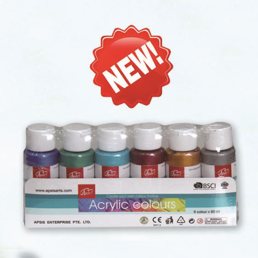 6colors*60ml acrylic color in bottle with color label shrinking