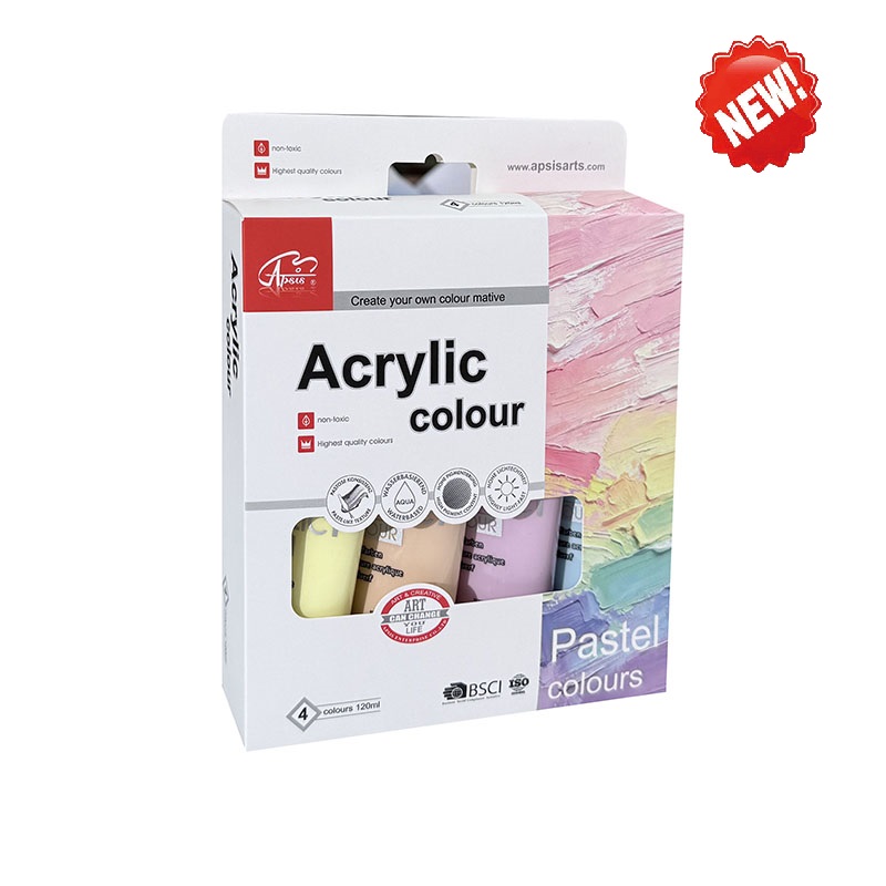 4colors*120ml acrylic color in tube with color box