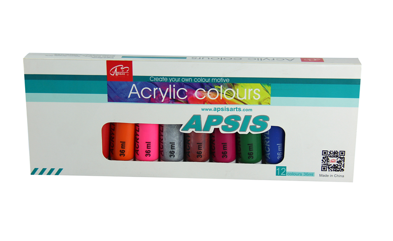 12 colors 36ml acrylic color-plastic tube